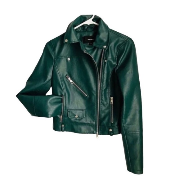 🌲Vero Moda Green XS Vegan Leather Coat Excellent condition🌲 - Picture 1 of 7